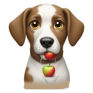 Dog holding apple sticker