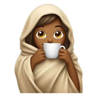 girl wearing blanket having coffee sticker