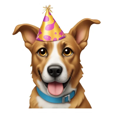 dog wearing a birthday hat sticker