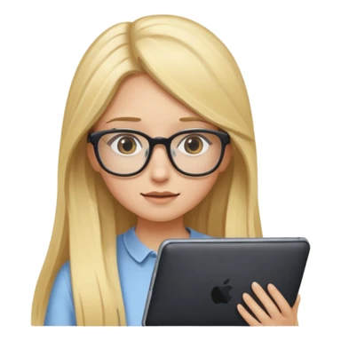 je voudrai un emoji d'une fille aux cheveux longs et blonds avec des lunettes entrain de faire de l'écran sticker