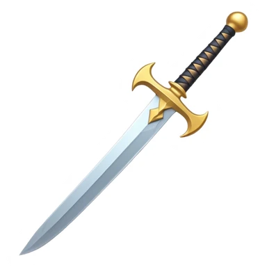 Clash of Clans aesthetic: Cinematic Playful Pixel 3D isometric  Sword Emoji, rendered in a 3D vector-style similar to standard emojis with minimal shading and bold, simplified shapes. A compact, distinct form with signature details, softly glowing with a pixelated adventure charm. Simplified yet unmistakably iconic, highly detailed and consistent, glowing with a soft radiance and high shine. Stylized with a touch of classic pixel-art charm and a soft glowing outline, capturing the essence of a beloved gaming relic with a friendly, playful manner! sticker