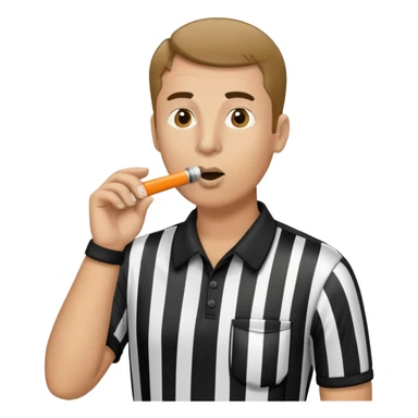 referee in black and white striped shirt blowing a whistle sticker