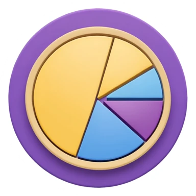 A pie chart with purple, yellow and blue colors only sticker