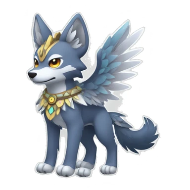 Kawaii Cute Winged Tribal Wolf-Pokémon full body sticker