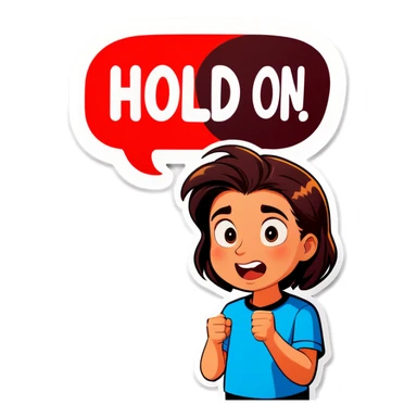 The words - Hold on! written in a speech bubble  sticker