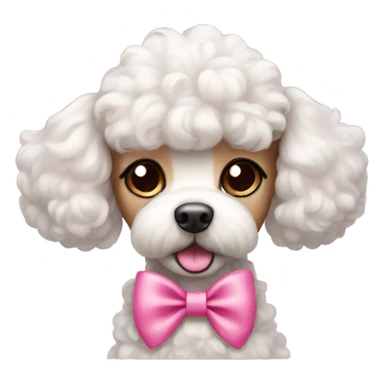 Cute poodle pink bow sticker