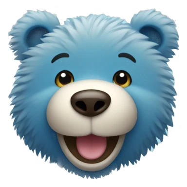 Blue fuzzy bear smiling  sticker