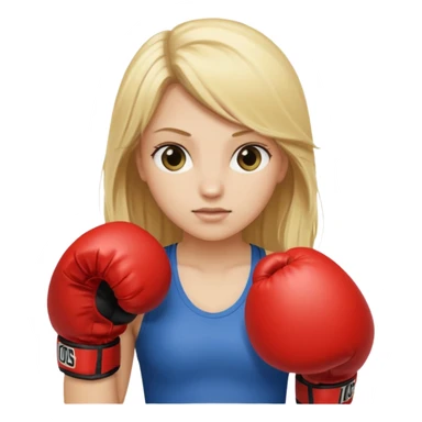 Blonde girl with long hair in boxing gloves sticker