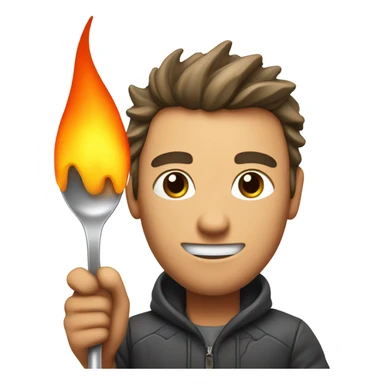 Guy melting white snow on a spoon ￼ sticker