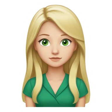 long blonde hair, real estate broker, 20 years old, green eyes, cute corporate dress sticker