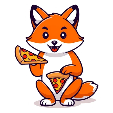 Red fox eating pizza sticker