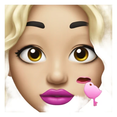 face with duck lips and peace sign with pink lipstick and blonde hair sticker