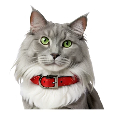 Gray long haired green eyed cat sticker