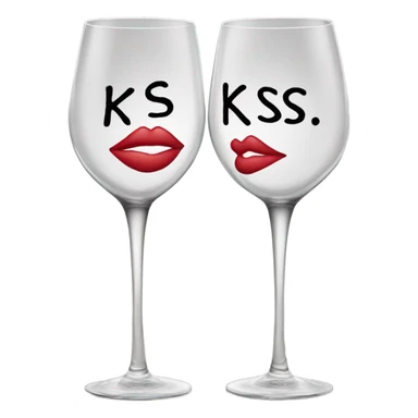 Wine glass with Kiss on it sticker