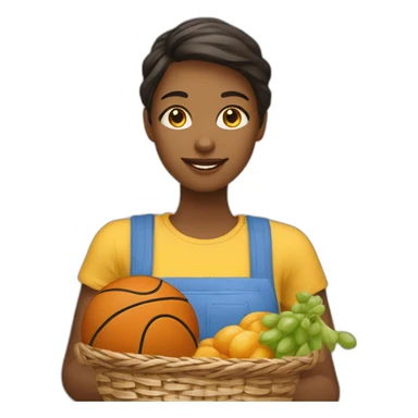 Fille qui met un panier de basket sticker