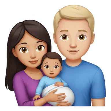 Asian girl with brown eyes pregnant and white guy with blue eyes couple  sticker