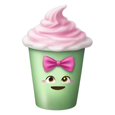 Cute Iced macha cup with a pink bow on the cup sticker