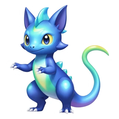 Rainbow crystal mix Shiny pastel Salandit-Meowstic-Noibat-Fakémon-hybrid-creature (full body)  sticker