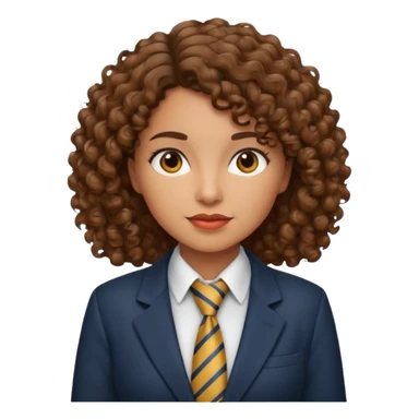 curly brown haired hispanic woman with tie and blazer sticker