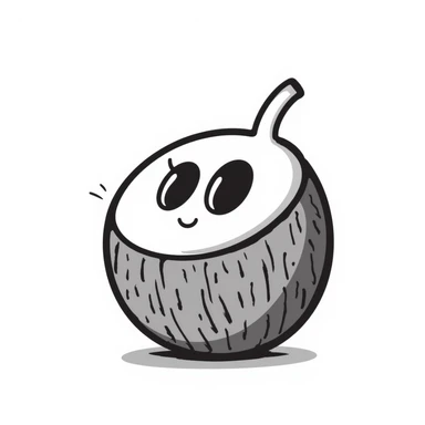 a hand-drawn doodle style coconut, sketchy and artistic sticker