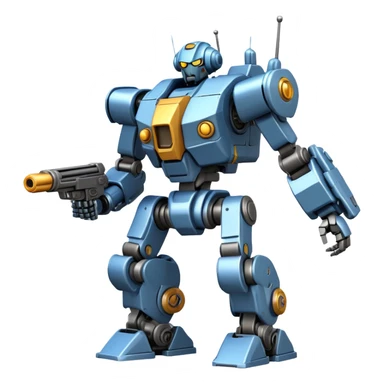 an mech shooting enemy mech sticker