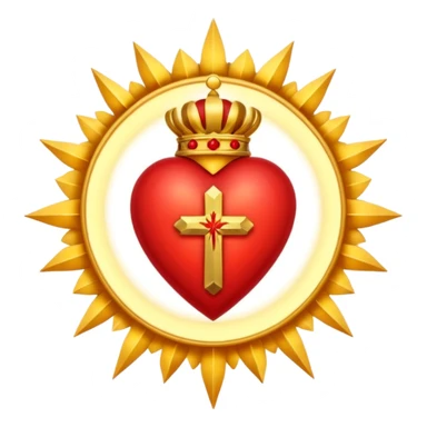 Sacred heart : A heart with rays around it and a cross at the top sticker