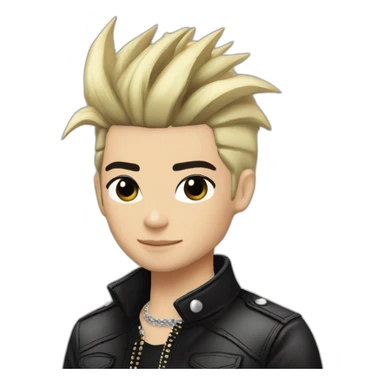 Bill Kaulitz black hair down with blonde highlights emo sticker