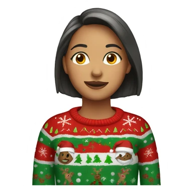 Girl wearing Christmas sweater sticker
