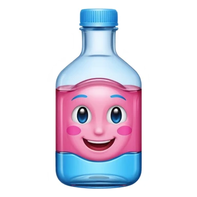 Smiling winking oil bottle pink blue top  sticker