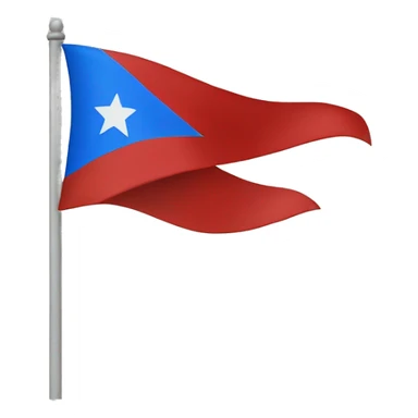 blue flag with a red flying star and a white bow sticker