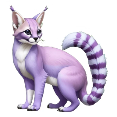 Colorful dark tropical pastel-lilac-lavender-violet pale light pastel white glorious divine exotic cute cool beautiful shiny beautiful fantasy-caracal-civet-genet-sergal-vernid-Gryphon-Cacomistle-Trico-oncilla-animal-Fakémon-hybrid-fursona (full body) sticker