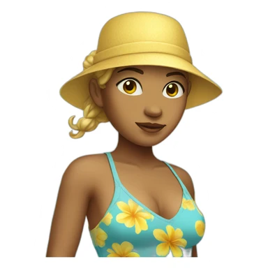 Girl with yellow skin in beach clothing sticker