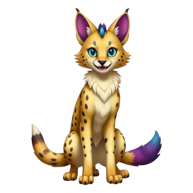Epic Cute Colorful Dark Sergal-Serval-Vernid full body  sticker