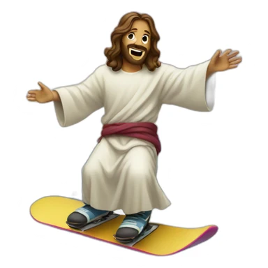 Jesus on a snowboard sticker