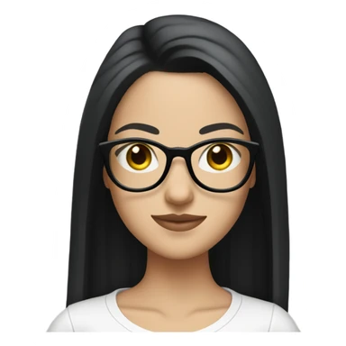 White girl with straight black hair and glasses wearing a white crop top and jeans glasses full body sticker