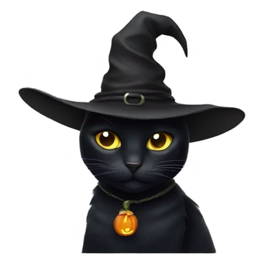 Black cat with witch hat sticker