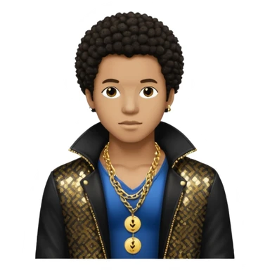Gallant, R&B Singer with dark brown afro hair, black sequin jacket, shirtless with necklace sticker