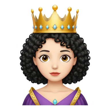 Wearing a crown with black tight curly shoulder length hair  sticker