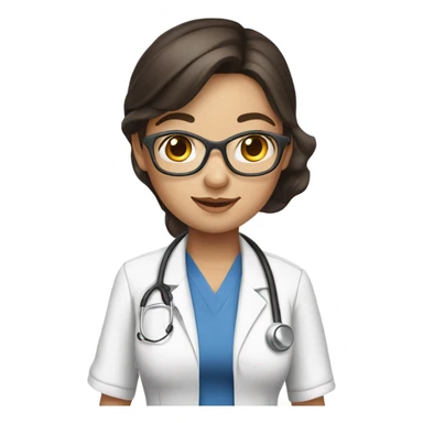 brunette girl nurse wearing stethoscope around neck sticker