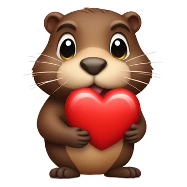 Beaver holding heart sticker