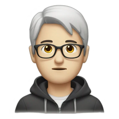 sad white boy with glasses black straight hair beard sticker