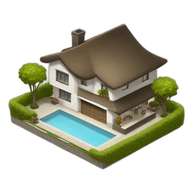 modern luxury house with  a thatched roof sticker