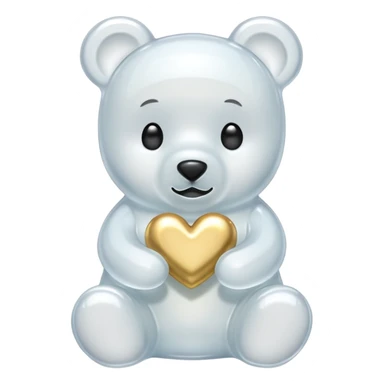 white gummy bear with gold heart kawaii  sticker