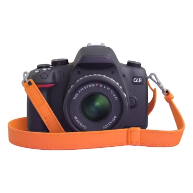 DSLR camera with strap sticker