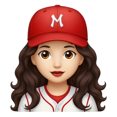 png image of girl with long dark hair wearing a baseball hat sticker