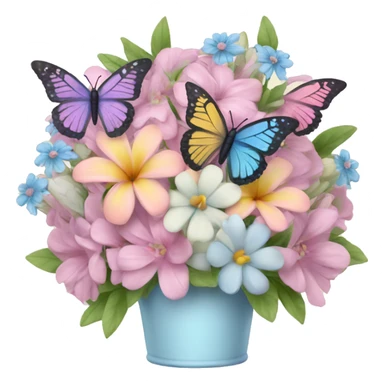 pastel bouquet with butterflies sticker