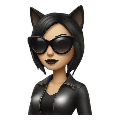 Cat woman with sunglasses & black hairs  sticker