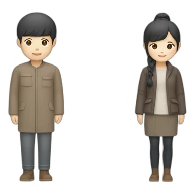 Chinese couple in Muji outfit sticker