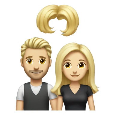 Rainbow hair person with blonde wife and blonde tall husband. happy. Love sticker