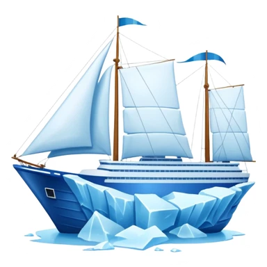 A ship moving past an iceberg sticker